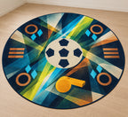 Touchline Signal Prism Area Rug with dimensional printed themed artwork; representative AI-generated mockup.