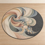 Prismatic Soapfold Cascade Area Rug with dimensional printed themed artwork; representative AI-generated mockup.