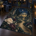 Celestial Botanical Garden Area Rug with dimensional printed themed artwork; representative AI-generated mockup.