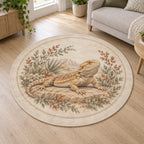Bearded Dragon Companion Area Rug with dimensional printed themed artwork; representative AI-generated mockup.