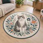 Rescue Cat Advocate Area Rug with dimensional printed themed artwork; representative AI-generated mockup.