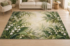 Lily of the Valley Area Rug with dimensional printed themed artwork; representative AI-generated mockup.