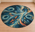 Riverglass Paddle Confluence Area Rug with dimensional printed themed artwork; representative AI-generated mockup.