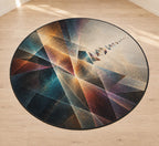 Lumen Parallax Field Area Rug with dimensional printed themed artwork; representative AI-generated mockup.