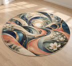 Compassion Bridge Atrium Area Rug with dimensional printed themed artwork; representative AI-generated mockup.
