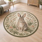 House Rabbit Companion Area Rug with dimensional printed themed artwork; representative AI-generated mockup.