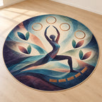 Stillpoint Prism Flow Area Rug with dimensional printed themed artwork; representative AI-generated mockup.