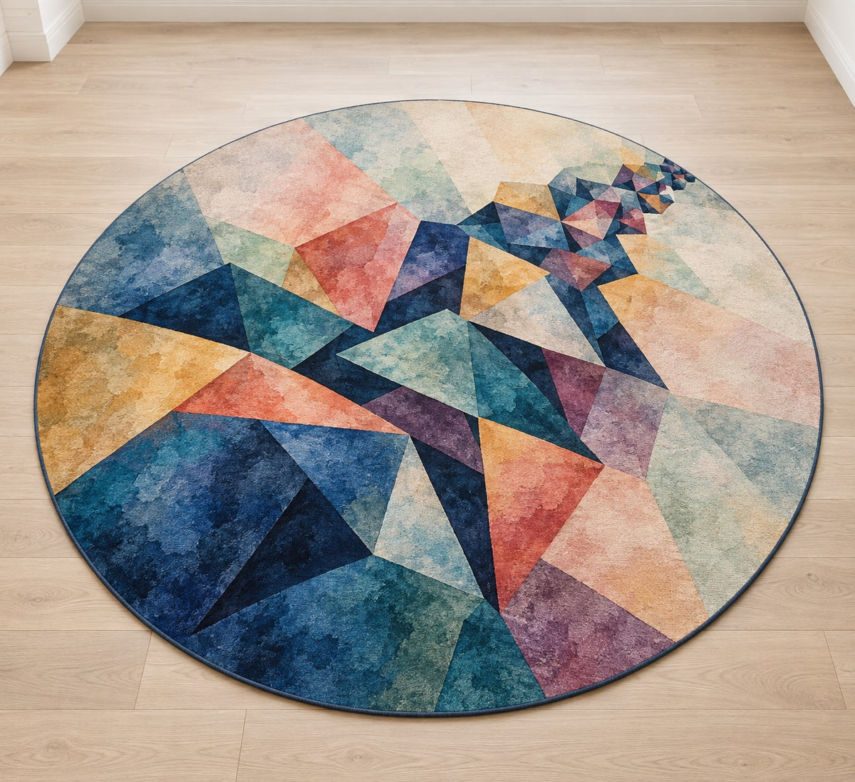 Pigment Veilcascade Area Rug with dimensional printed themed artwork; representative AI-generated mockup.