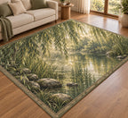 Willow Pond Area Rug with dimensional printed themed artwork; representative AI-generated mockup.
