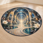 Nurse Care Lantern Atrium Area Rug with dimensional printed themed artwork; representative AI-generated mockup.