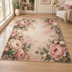 Peony Bouquet Area Rug with dimensional printed themed artwork; representative AI-generated mockup.