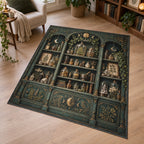 Alchemy Botanical Cabinet Area Rug with dimensional printed themed artwork; representative AI-generated mockup.