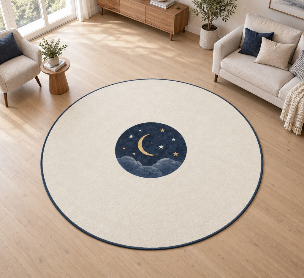 Celestial Wedding Night Area Rug with dimensional printed themed artwork; representative AI-generated mockup.