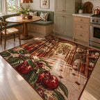 Cherry Kitchen Area Rug with dimensional printed themed artwork; representative AI-generated mockup.