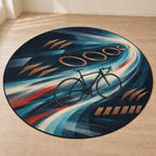 Slipstream Aurora Circuit Area Rug with dimensional printed themed artwork; representative AI-generated mockup.