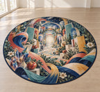 Chromatic Imagination Atelier Area Rug with dimensional printed themed artwork; representative AI-generated mockup.