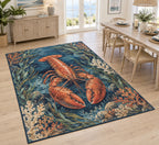 Lobster Coastal Kitchen Area Rug with dimensional printed themed artwork; representative AI-generated mockup.
