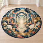 Resonant Harmony Conservatory Area Rug with dimensional printed themed artwork; representative AI-generated mockup.