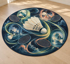 Featherflight Club Atlas Area Rug with dimensional printed themed artwork; representative AI-generated mockup.