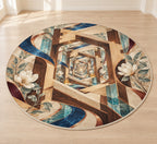 Timber Joinery Atrium Area Rug with dimensional printed themed artwork; representative AI-generated mockup.