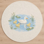 Duck Pond Friends Area Rug with dimensional printed themed artwork; representative AI-generated mockup.