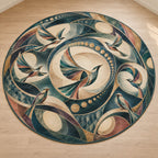 Dawn Chorus Observatory Area Rug with dimensional printed themed artwork; representative AI-generated mockup.