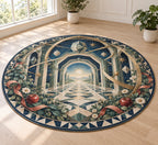 Geometric Wonder Observatory Area Rug with dimensional printed themed artwork; representative AI-generated mockup.
