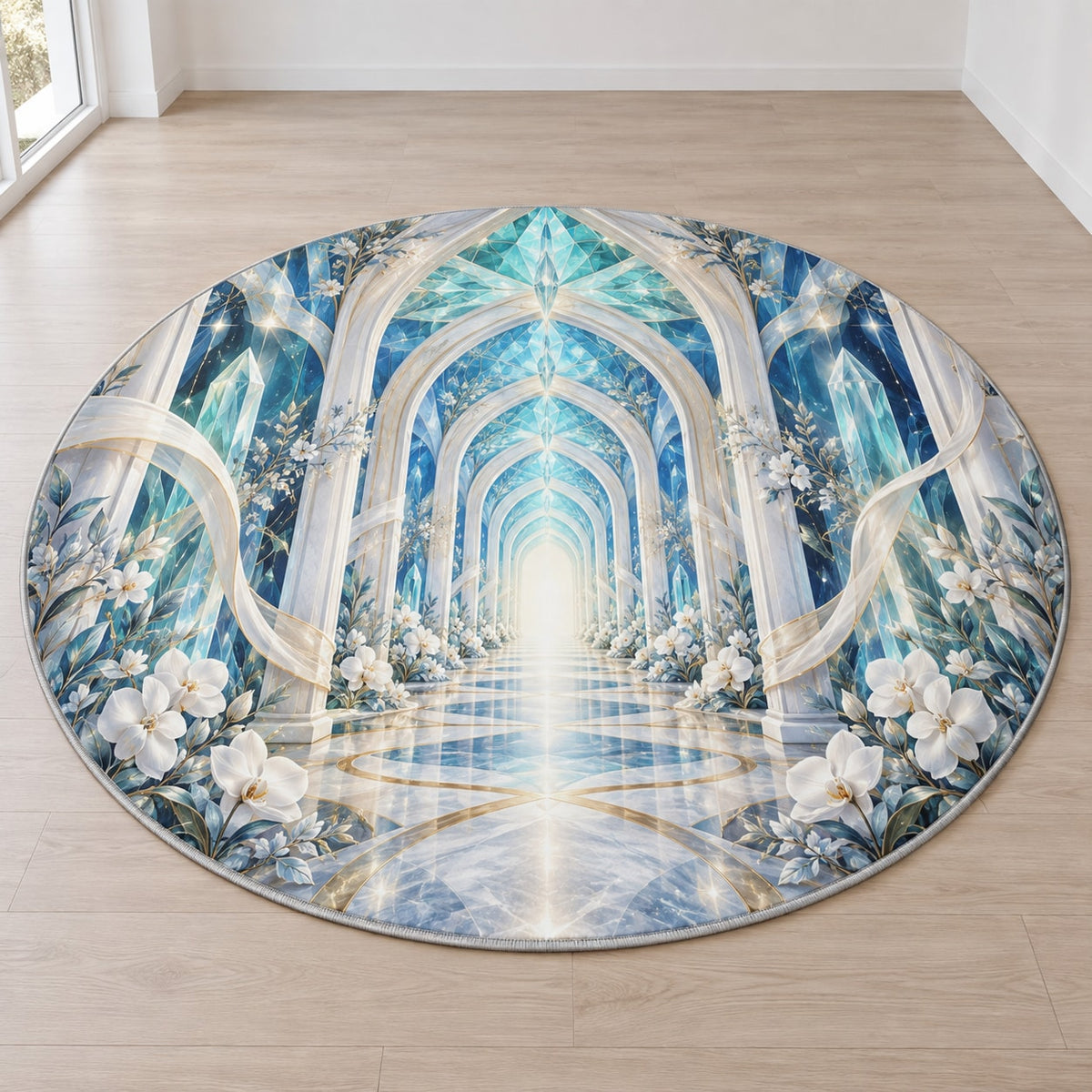 Dental Hygienist Prism Atrium Area Rug with dimensional printed themed artwork; representative AI-generated mockup.