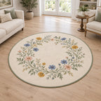 Wildflower Wedding Garden Area Rug with dimensional printed themed artwork; representative AI-generated mockup.