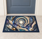 Spatial Prism Atelier Welcome Mat with dimensional printed themed artwork; representative AI-generated mockup.