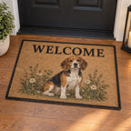 Beagle Welcome Mat with dimensional printed themed artwork; representative AI-generated mockup.