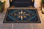 Star Compass Welcome Mat with dimensional printed themed artwork; representative AI-generated mockup.