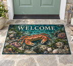 Crab Tidal Pool Welcome Mat with dimensional printed themed artwork; representative AI-generated mockup.