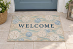 Sand Dollar Pattern Welcome Mat with dimensional printed themed artwork; representative AI-generated mockup.