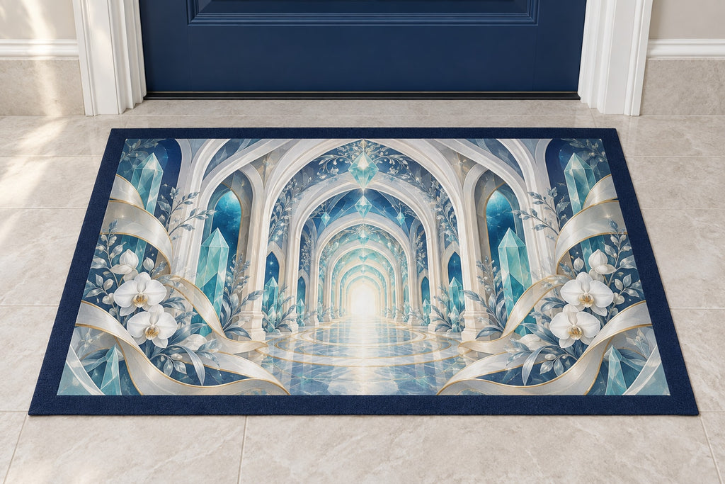 Dental Hygienist Prism Atrium Welcome Mat with dimensional printed themed artwork; representative AI-generated mockup.