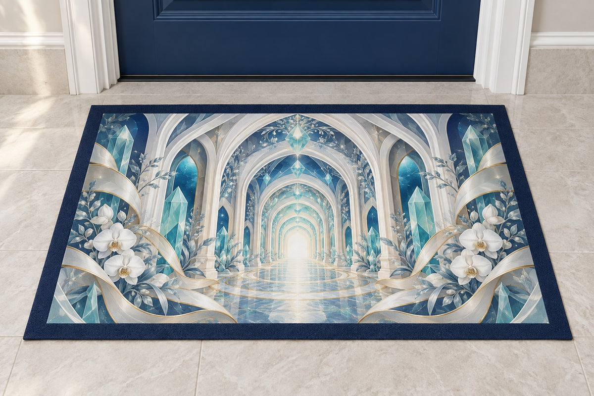 Dental Hygienist Prism Atrium Welcome Mat with dimensional printed themed artwork; representative AI-generated mockup.