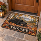 Sleeping Bear Leaves Welcome Mat with dimensional printed themed artwork; representative AI-generated mockup.