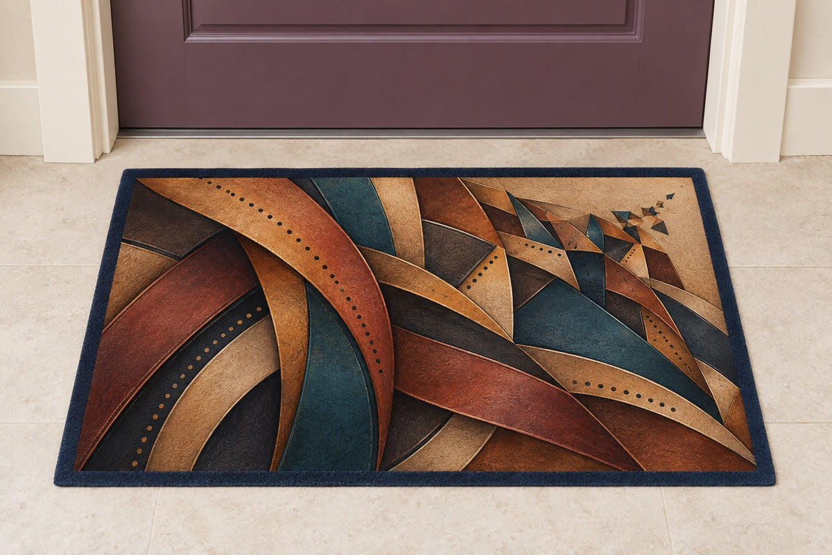 Patina Stitchfold Cascade Welcome Mat with dimensional printed themed artwork; representative AI-generated mockup.
