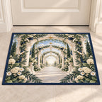 Graduation Laurel Colonnade Welcome Mat with dimensional printed themed artwork; representative AI-generated mockup.