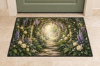 Retirement Garden Portal Welcome Mat with dimensional printed themed artwork; representative AI-generated mockup.