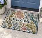 Seaweed Herbarium Welcome Mat with dimensional printed themed artwork; representative AI-generated mockup.
