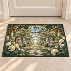 Reunion Picnic Grove Welcome Mat with dimensional printed themed artwork; representative AI-generated mockup.