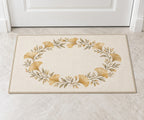 Golden Anniversary Ginkgo Halo Welcome Mat with dimensional printed themed artwork; representative AI-generated mockup.