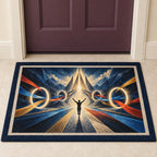 Cadence Crown Convergence Welcome Mat with dimensional printed themed artwork; representative AI-generated mockup.