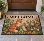 Original Storybook Animals Welcome Mat with dimensional printed themed artwork; representative AI-generated mockup.
