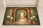 Housewarming Lantern Portal Welcome Mat with dimensional printed themed artwork; representative AI-generated mockup.