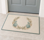 Coastal Shell Wedding Welcome Mat with dimensional printed themed artwork; representative AI-generated mockup.