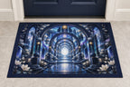 Logic Aurora Nexus Welcome Mat with dimensional printed themed artwork; representative AI-generated mockup.