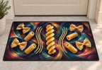 Pasta Form Parallax Welcome Mat with dimensional printed themed artwork; representative AI-generated mockup.