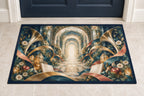 Resonant Harmony Conservatory Welcome Mat with dimensional printed themed artwork; representative AI-generated mockup.